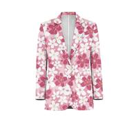 Suhoaziia Blazer casual da donna a maniche lunghe con risvolto con bottoni e tasca cardigan aperto sul davanti, Fiore rosa., 48