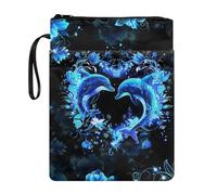 Suhoaziia Blue Delphin Floral Book Lovers Gifts Book Sleeve Book Protector Pouch Book Holder Bag for Hardcover Paperback, Uomini Donne Moglie Bookish Bibliotecario Book Club Regali