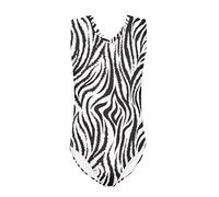 Suhoaziia Body da ginnastica da ragazza Costume da bagno da ballo One Piece per 3-14 anni Bambini, Zebra, 7-8 Anni