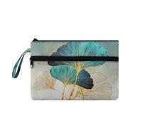 Suhoaziia Borse da donna con cinturino da polso per trucco borse da toilette porta cellulare organizer da viaggio borse con tasche, Foglia di ginkgo, Medium
