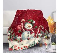 Suhoaziia Coperta natalizia in pile con pupazzo di neve, per divano, auto, viaggi, leggera, per bambini e adulti, morbida e accogliente, per tutte le stagioni, decorazioni natalizie e regali