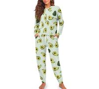 Suhoaziia Set pigiama da donna a girocollo, 2 pezzi, set da salotto con camicia ampia e pantaloni da pigiama, set pigiama