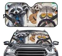 Suhoaziia Simpatico parasole per parabrezza automatico con stampa procione, universale per la maggior parte dei veicoli, protezione parasole per auto