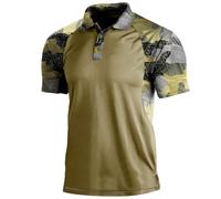 SUIBOZ Polo da uomo mimetica a maniche corte, tattica militare, da golf, atletica, traspirante, maglietta casual (Xc-kaki, XXL)