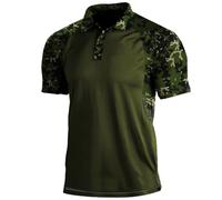SUIBOZ Polo da uomo mimetica per esterni, a maniche corte, tattica militare, da golf, atletica, traspirante, maglietta casual (verde militare, XXL)
