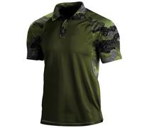 SUIBOZ Polo da uomo mimetica per esterni, a maniche corte, tattica militare, da golf, atletica, traspirante, maglietta casual (Xa-verde militare, XXL)