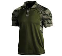 SUIBOZ Polo da uomo mimetica per esterni, a maniche corte, tattica militare, da golf, atletica, traspirante, maglietta casual (grigio, M)