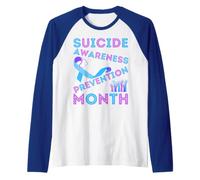Suicide Awareness Prevenzione Cuore Arcobaleno Mamma papà Ragazzo Ragazza Maglia con Maniche Raglan