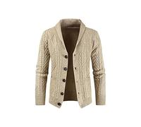SUICRA Cardigan da Uomo Winter Men Clothes Knitted Single-Breasted off White Long Sleeve Cardigan Men Sweater Jacket Streetwear Jacquard Casual Coat (Size : L)