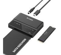 SUIDEK Custodia SSD NVMe, Adattatore USB a M.2 e SATA da 10 Gbps, Lettore Dischi Rigidi Esterni PCIe NVMe, Compatibile con M.2 (chiave M e chiave M+B) Qualsiasi Dimensione e SSD/HDD SATA da 2,5"/3,5"