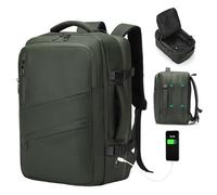 SUIKIHUM Zaino da viaggio, approvato per il volo, borsa da viaggio espandibile con porta USB A/C impermeabile, Verde, Large