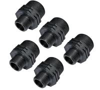 Suinga 5 x Maschio filettato in plastica 2" x 1 1/2", PN10, raccordi di compressione per filettatura, doppia filettatura maschio/maschio, nero