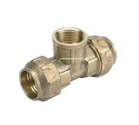 Suinga Raccordo a T Femmina in Ottone 20mm x 1/2'' per Tubo in Polietilene | Connessione Rapida e Robusta per Installazione Acqua, d'oro