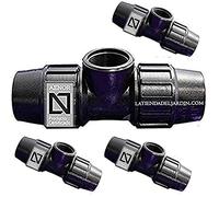 Suinga Set di 4 Raccordi a T a Compressione MDPE 20mm x 1/2'' x 20mm | Raccordo per tubo dell'aqua a forma di T PP PN16, nero