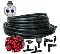 Suinga Sistema irrigazione a goccia giardino 50 metri. Include tubo 16 mm + 50 gocciolatori + programmatore di irrigazione + accessori di installazione