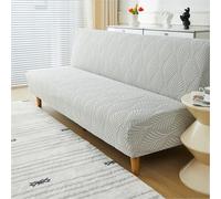 SUIOKPO Copridivano 3 Posti Senza Braccioli Elasticizzato Universale, Copridivano Impermeabile, AntiGraffio Gatto, Clic Clac Rimovibile Fodera per Divano Futon per Soggiorno Casa,Light Grey,120~155cm