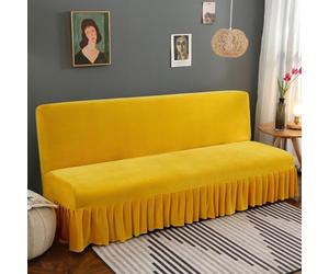 SUIOKPO Copridivano 3 Posti Universale Senza Braccioli Elasticizzato Copridivano Impermeabile Antiscivolo Elastica Completa Pieghevole Divano Protezione per Casa Soggiorno Casa,Giallo,L