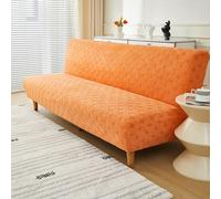 SUIOKPO Copridivano Elasticizzato A 3 Posti Copridivano Senza Braccioli Rimovibile Universale Copridivano Futon Jacquard Tinta Unita per Soggiorno Lavabile,Arancia
