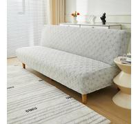 SUIOKPO Copridivano Elasticizzato A 3 Posti Copridivano Senza Braccioli Rimovibile Universale Copridivano Futon Jacquard Tinta Unita per Soggiorno Lavabile,Light Grey