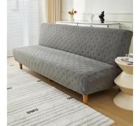 SUIOKPO Copridivano Elasticizzato A 3 Posti Copridivano Senza Braccioli Rimovibile Universale Copridivano Futon Jacquard Tinta Unita per Soggiorno Lavabile,Dark Grey