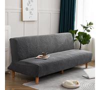 SUIOKPO Copridivano Senza Braccioli 3 Posti Elasticizzato Copridivano AntiGraffio Gatto Copridivano Futon Jacquard Tinta Unita Lavabile, Clic Clac per Soggiorno Casa,Dark Grey