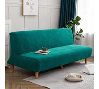SUIOKPO Copridivano Senza Braccioli 3 Posti Elasticizzato Copridivano AntiGraffio Gatto Copridivano Futon Jacquard Tinta Unita Lavabile, Clic Clac per Soggiorno Casa,Verde
