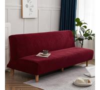 SUIOKPO Copridivano Senza Braccioli 3 Posti Elasticizzato Copridivano Antigraffio Gatto Copridivano Futon Jacquard Tinta Unita Lavabile, Clic Clac Per Soggiorno Casa,Rosso