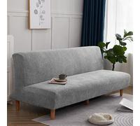 SUIOKPO Copridivano Senza Braccioli 3 Posti Elasticizzato Copridivano AntiGraffio Gatto Copridivano Futon Jacquard Tinta Unita Lavabile, Clic Clac per Soggiorno Casa,Light Grey