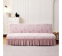 SUIOKPO Copridivano Senza Braccioli 3 Posti Elasticizzato Copridivano AntiGraffio Gatto Copridivano Futon Jacquard Tinta Unita Lavabile, Clic Clac Tessuto Jacquard Spesso E Morbido,Rosa,L