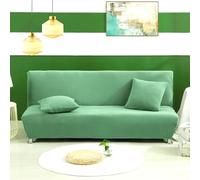 SUIOKPO Copridivano Senza Braccioli, Copridivano 2-3 Posti Senza Braccioli Elasticizzato Universale, Fodera Per Futon A Tinta Unita, Protezione Per Mobili Per Divano Pieghevole, Divano,Verde,M