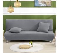 SUIOKPO Copridivano Senza Braccioli, Copridivano 2-3 Posti Senza Braccioli Elasticizzato Universale, Fodera Per Futon A Tinta Unita, Protezione Per Mobili Per Divano Pieghevole, Divano,Light grey,S