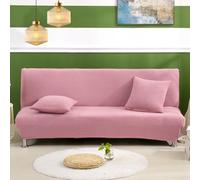 SUIOKPO Copridivano Senza Braccioli, Copridivano 2-3 Posti Senza Braccioli Elasticizzato Universale, Fodera Per Futon A Tinta Unita, Protezione Per Mobili Per Divano Pieghevole, Divano,Rosa,L