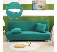 SUIOKPO Copridivano Senza Braccioli, Copridivano 2-3 Posti Senza Braccioli Elasticizzato Universale, Fodera Per Futon A Tinta Unita, Protezione Per Mobili Per Divano Pieghevole, Divano,Dark green,L