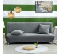 SUIOKPO Copridivano Senza Braccioli, Copridivano 2-3 Posti Senza Braccioli Elasticizzato Universale, Fodera Per Futon A Tinta Unita, Protezione Per Mobili Per Divano Pieghevole, Divano,Dark grey,M