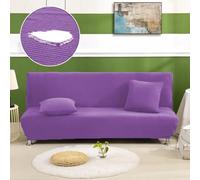 SUIOKPO Copridivano Senza Braccioli, Copridivano 2-3 Posti Senza Braccioli Elasticizzato Universale, Fodera Per Futon A Tinta Unita, Protezione Per Mobili Per Divano Pieghevole, Divano,Viola,S