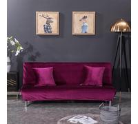 SUIOKPO Copridivano Senza Braccioli, Copridivano 2-3 Posti Senza Braccioli Elasticizzato Universale, Fodera Per Futon A Tinta Unita, Per Divano Pieghevole, Divano, Velluto di Volpe Argentata,Viola,S