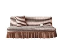 SUIOKPO Copridivano Senza Braccioli Pieghevole Divano Letto 3 Posti all-Coperto Copridivani Elasticizzati Disegno Gonna, Universale Elasticizzato Universale per Soggiorno Casa,Marrone,L