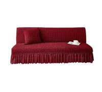 SUIOKPO Copridivano Senza Braccioli Pieghevole Divano Letto 3 Posti all-Coperto Copridivani Elasticizzati Disegno Gonna, Universale Elasticizzato Universale per Soggiorno Casa,Rosso,L
