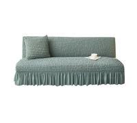 SUIOKPO Copridivano Senza Braccioli Pieghevole Divano Letto 3 Posti all-Coperto Copridivani Elasticizzati Disegno Gonna, Universale Elasticizzato Universale per Soggiorno Casa,Verde,L