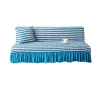 SUIOKPO Copridivano Senza Braccioli Pieghevole Divano Letto 3 Posti all-Coperto Copridivani Elasticizzati Disegno Gonna, Universale Elasticizzato Universale per Soggiorno Casa,Blu,L