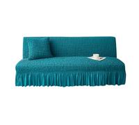 SUIOKPO Copridivano Senza Braccioli Pieghevole Divano Letto 3 Posti all-Coperto Copridivani Elasticizzati Disegno Gonna, Universale Elasticizzato Universale per Soggiorno Casa,Dark Blue,L