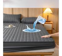 SUIOKPO Coprimaterasso in Cotone, Coprimaterasso Singolo Matrimoniale Impermeabile, Trapuntata/Imbottito Proteggi Materasso Topper Lavabile Rivestimento, Angoli Elasticizzati,Nero,200 * 200cm