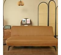 SUIOKPO Fodera Per Divano Senza Braccioli Tinta Unita Copridivano Impermeabile Copridivano 3 Posti Elasticizzato Copridivano Antigraffio Pieghevole Clic Clac Copri Divano,Camel,L