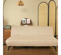 SUIOKPO Fodera Per Divano Senza Braccioli Tinta Unita Copridivano Impermeabile Copridivano 3 Posti Elasticizzato Copridivano Antigraffio Pieghevole Clic Clac Copri Divano,Beige,M