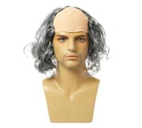 SUIOPPYUW Parrucca da vecchio calvo e divertente per feste di Halloween, leggera, adatta a tutti. La parrucca è un accessorio per il look. La da cosplay di Halloween non è una, capelli grigi ricci