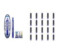 SUIOPPYUW Penna stilografica retrattile Writech Clictek Include 5 cartucce di inchiostro ricaricabili Penne stilografiche retrattili per la scrittura (Blu profondo, Blu cancellabile 1+5+20)