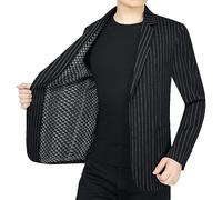 Suit Giacche Uomo, Blazer Leggero Da Uomo Giacca Regular Fit Manica Lunga 2 Bottoni Blazer Sottile Su Misura Cardigan A Righe Cardigan Casual Business Smart Suit Cappotto Sportivo Giacca Da Cena,Bla