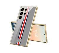 Suitable for Samsung S24 Series Phone Cases, TPU Electroplated Frame Tempered Glass Case, Shockproof Hard Full-Body Protective Phone Case Cover for Sa