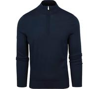 Suitable Pullover Merino Mezza Zip Verde Scuro - Taglia - Uomo - Abbigliamento - Slim Fit - Lana - Perfetto per Autunno e Inverno, L