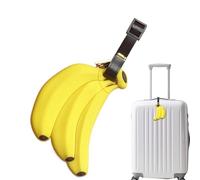 Suitcase Tags - Silicone Luggage Tags for Suitcases | Fruit-Shaped Black Faux Leather Luggage Tag Identifiers with Privacy Name Address Cover - Travel Bag ID Label Accessories